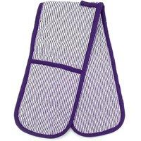 Gr8 Home Stripe Heat Resistant Double Oven Gloves Kitchen Mitts in Purple