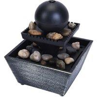 Gr8 Home Desktop Water Feature Indoor Fountain 4 LED Round Ball in Black