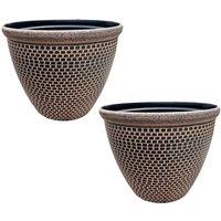 Gr8 Garden Pair Of Cromarty Plant Pot Large 36cm Plastic Round Flower Garden Patio Planter in Orange