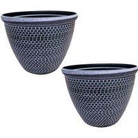 Gr8 Garden Pair Of Cromarty Plant Pot Large 36cm Plastic Round Flower Garden Patio Planter in Purple