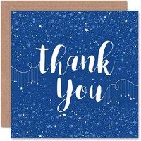 Wee Blue Coo Stars Pattern Typography Dark Thank You Card