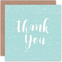 Wee Blue Coo Stars Pattern Typography Light Teal Thank You Card