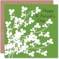 Wee Blue Coo White Shamrocks St Patrick's Day Card