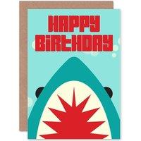 Artery8 Shark Attack Greetings Card in Blue