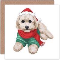 Wee Blue Coo Christmas With Dudley The Cockapoo - Christmas Greetings Card Cute Xmas Cockapoo Dog