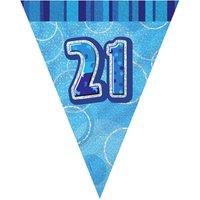 Unique Party Blue 21 Glitz Pennant Bunting