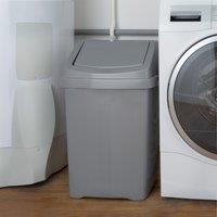Wham High Grade 50L Plastic Flip Top, 50Ltr Large Waste Bin in Silver