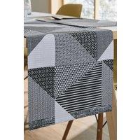 Catherine Lansfield 'Larsson Geo' 33cm x 180cm Table Runner in Grey | Size: 33 cm x 180 cm