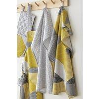 Catherine Lansfield 'Larsson Geo' Cotton Kitchen Tea Towel Pair in Yellow | Size: 2 Pack