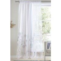 Catherine Lansfield 'Meadowsweet Floral' Voile Curtain Panel in White | Size: 140 cm width x 122 cm drop