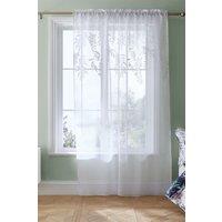 Catherine Lansfield 'Wisteria Floral' Voile Curtain Panel in White | Size: 140 cm width x 137 cm drop