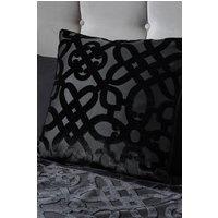 Catherine Lansfield 'Lattice Cut Velvet' Cushion in Black | Size: 43 cm x 43 cm