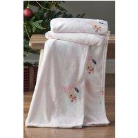 Catherine Lansfield Vintage Christmas Santa Cosy Fleece 130x170cm Blanket Throw in Pink | Size: 130 cm x 170 cm
