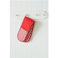 Catherine Lansfield 'Christmas Candy Cane' Cotton Kitchen Double Oven Glove in Red