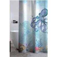 Catherine Lansfield 'Octopus' Shower Curtain Panel in Blue | Size: 180 cm width x 180 cm drop