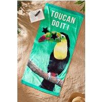 Catherine Lansfield 'Toucan Do It' Cotton Beach Towel in Green