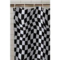 Catherine Lansfield 'Checkerboard' Shower Curtain Panel in Black | Size: 180 cm width x 180 cm drop