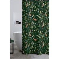 Catherine Lansfield 'Enchanted Twilight Animals' Shower Curtain in Dark Green | Size: 180 cm width x 180 cm drop