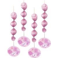 Unique Party Shower Hanging Drations (Pack of 4) in Pink