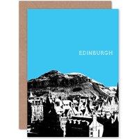 Wee Blue Coo Arthur's Seat Edinburgh Scottish Landmark Sky Blue Card