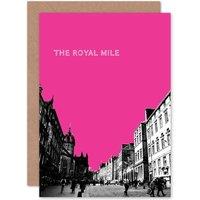 Artery8 Royal Mile Edinburgh Famous Street Pink Greetings Card