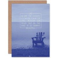 Artery8 Quote Life Ocean Sea Greetings Card in Blue