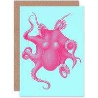 Artery8 Pink Octopus Vintage Greetings Card