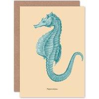 Artery8 Sea Horse Hippocampus Blue Greetings Card