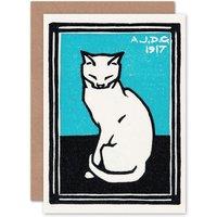Artery8 Sitting Cat Julie de Graag Greetings Card in Blue