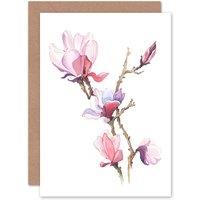 Artery8 Flower Magnolia Watercolour Greetings Card in Pink