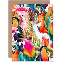 Artery8 Bird Pattern Painting Greetings Card