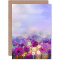 Artery8 Field of Onion Flowers Greetings Card in Purple
