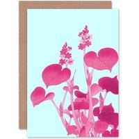 Artery8 Ohara Koson Blooming Hosta Pink Art Blank Just to Say Card