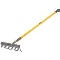 Roughneck Sharp-Edge Soil Rake in Yellow