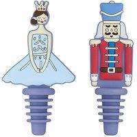 KitchenCraft Set of 2 The Nutcracker Collection Cork Bottle Stoppers, Silicone