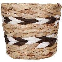 KitchenCraft Natural Woven Striped Indoor Plant Pot, Water Hyacinth Planter in Beige