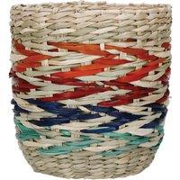 KitchenCraft Seagrass Plant Basket, Rainbow Striped Woven Indoor Plant Pot in Beige