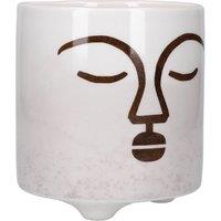 KitchenCraft Abstract Face Planter, White & Brown Ceramic Indoor Plant Pot