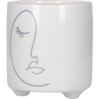 KitchenCraft Abstract Face Planter, White & Grey Ceramic Indoor Plant Pot