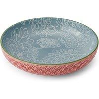 Mikasa Glazed Stoneware Coupe Pasta Bowl, Geometric Leaf Design, 21cm