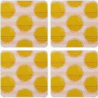 Creative Tops Coasters, Set of Four, Spots, 10.5cm, Gift Boxed in Yellow