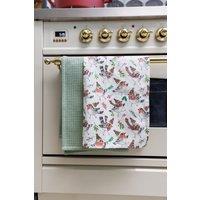 Mikasa Set of 2 TipperleyHill Robin Print Tea Towels, 100% Cotton in White