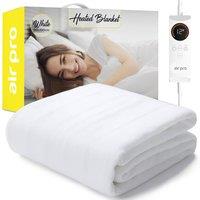 Air Pro Fleece Electric Blanket - Heated Mattress Cover with Controller in White | Size: Double