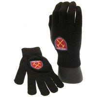 West Ham United FC Official Knitted Gloves in Black