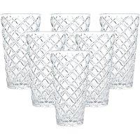 simpa Rhombus Pattern Highball Glasses - 435ml - Set of 6 in Clear