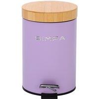 simpa 3L Soft-Closing Pedal Dustbin with Bamboo Lid in Lilac