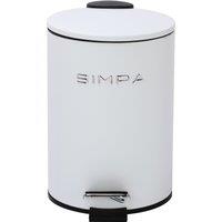 simpa 3L Slim Soft-Closing Pedal Dustbin in White