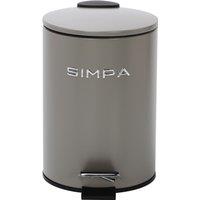 simpa 3L Slim Soft-Closing Pedal Dustbin in Grey