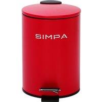 simpa 3L Slim Soft-Closing Pedal Dustbin in Red