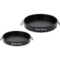 simpa Round 2PC Metal Colour Serving Trays Set with Handles in Black
